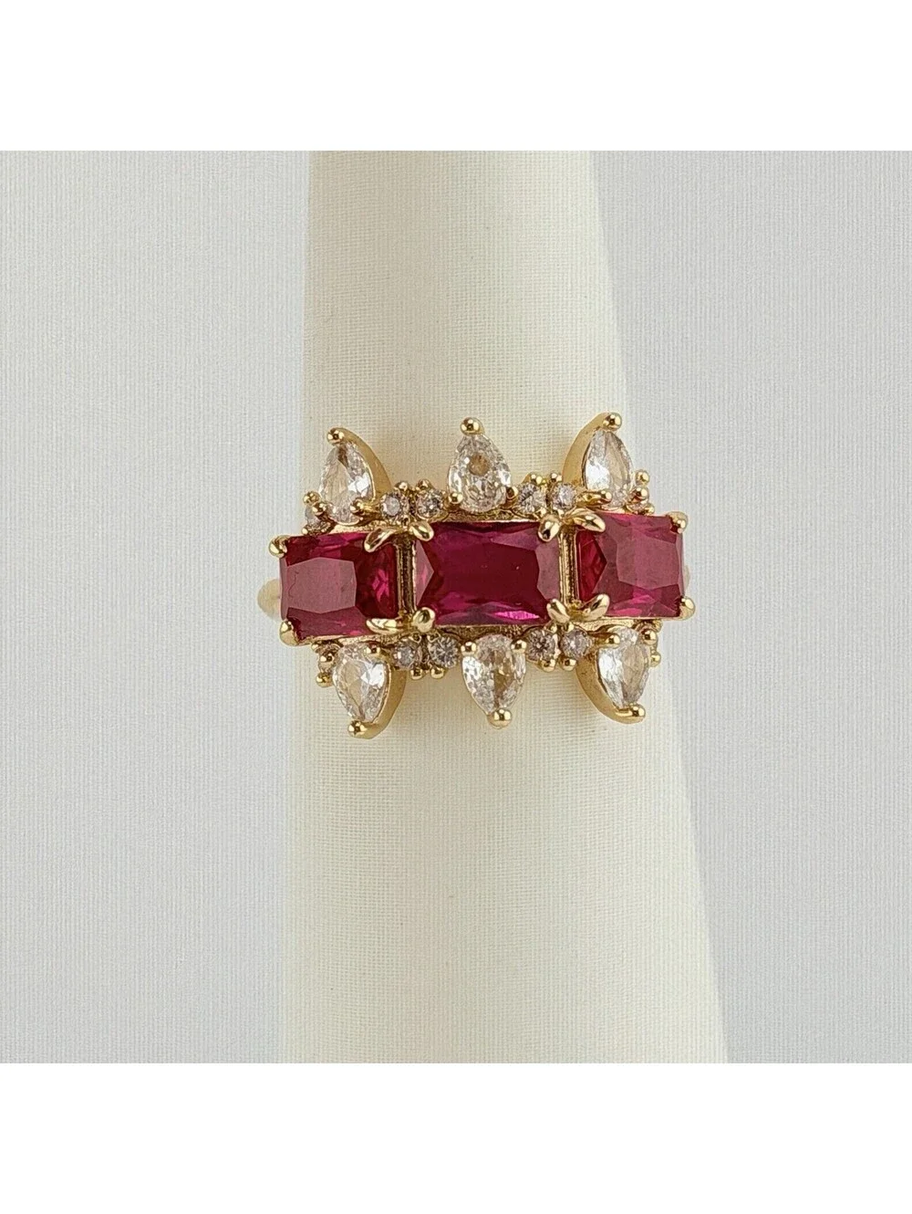 Bomb Party Ring Size 9 “Feeling Alive” Ruby Corundum on Yellow Gold